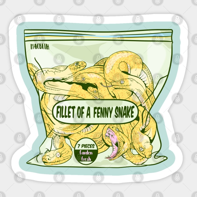 Fillet of a fenny snake Macbeth Sticker by mailboxdisco